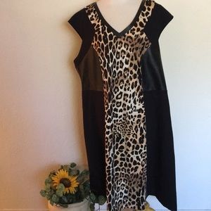 Lane Bryant Faux Leather & Leopard Print Dress.